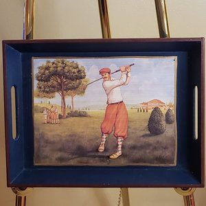 Turn of the Century Golfer Large Serving Tray
